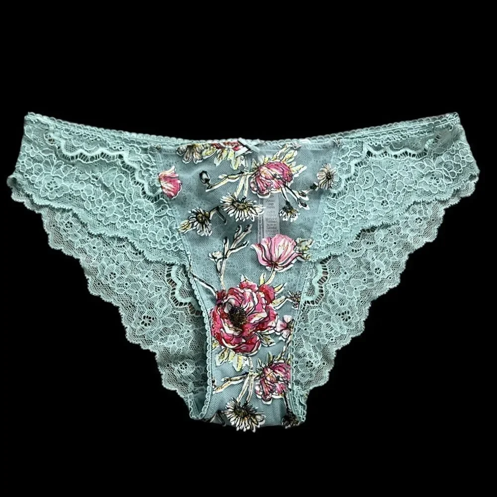 Victorias Secret Dream Angels Floral appliqué Mesh / Sheer Lace Cheekini panty S
